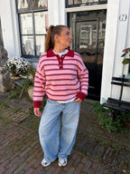 Faye gebreide polo trui - roze