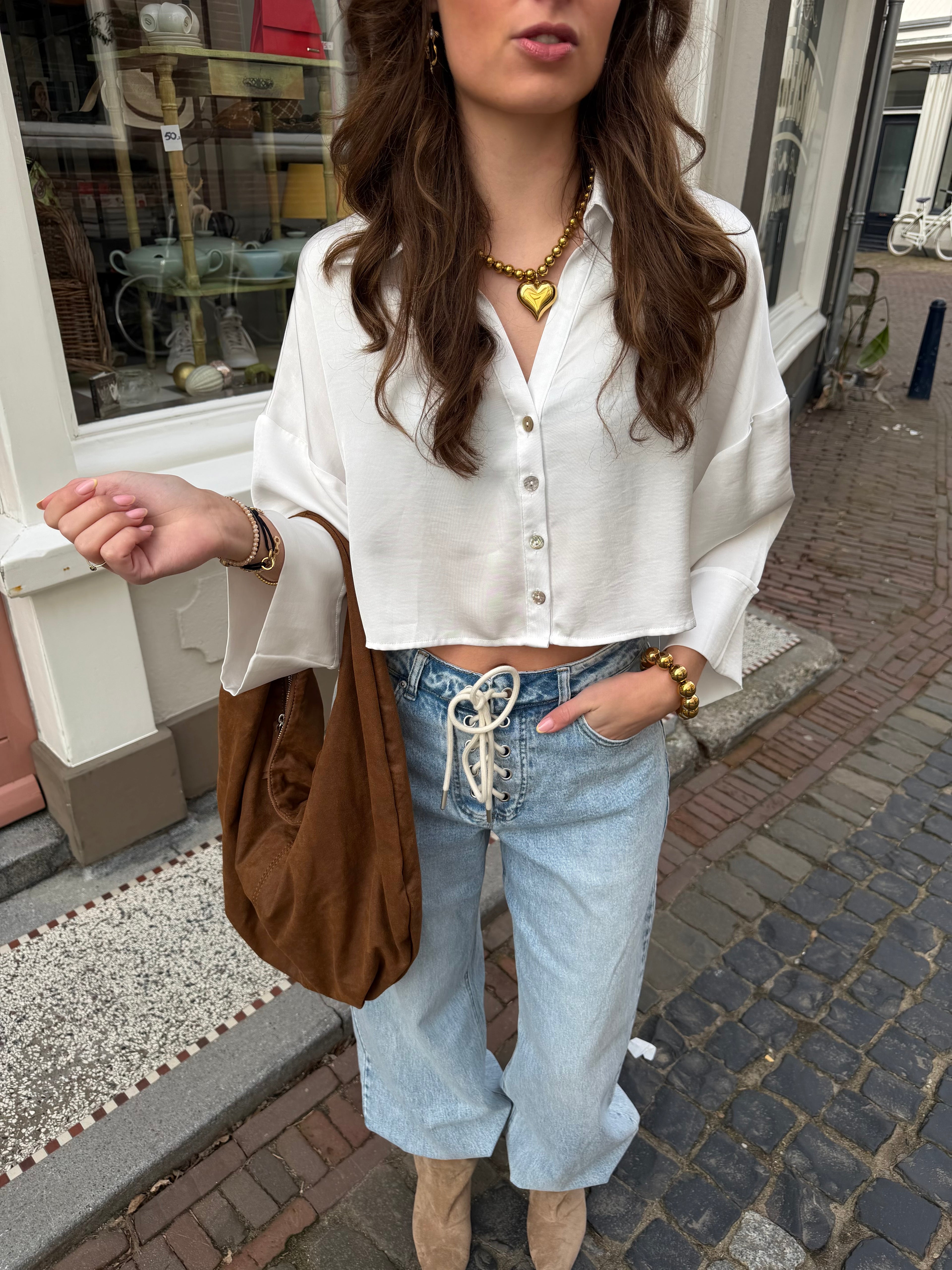 Soleil Satin top - wit