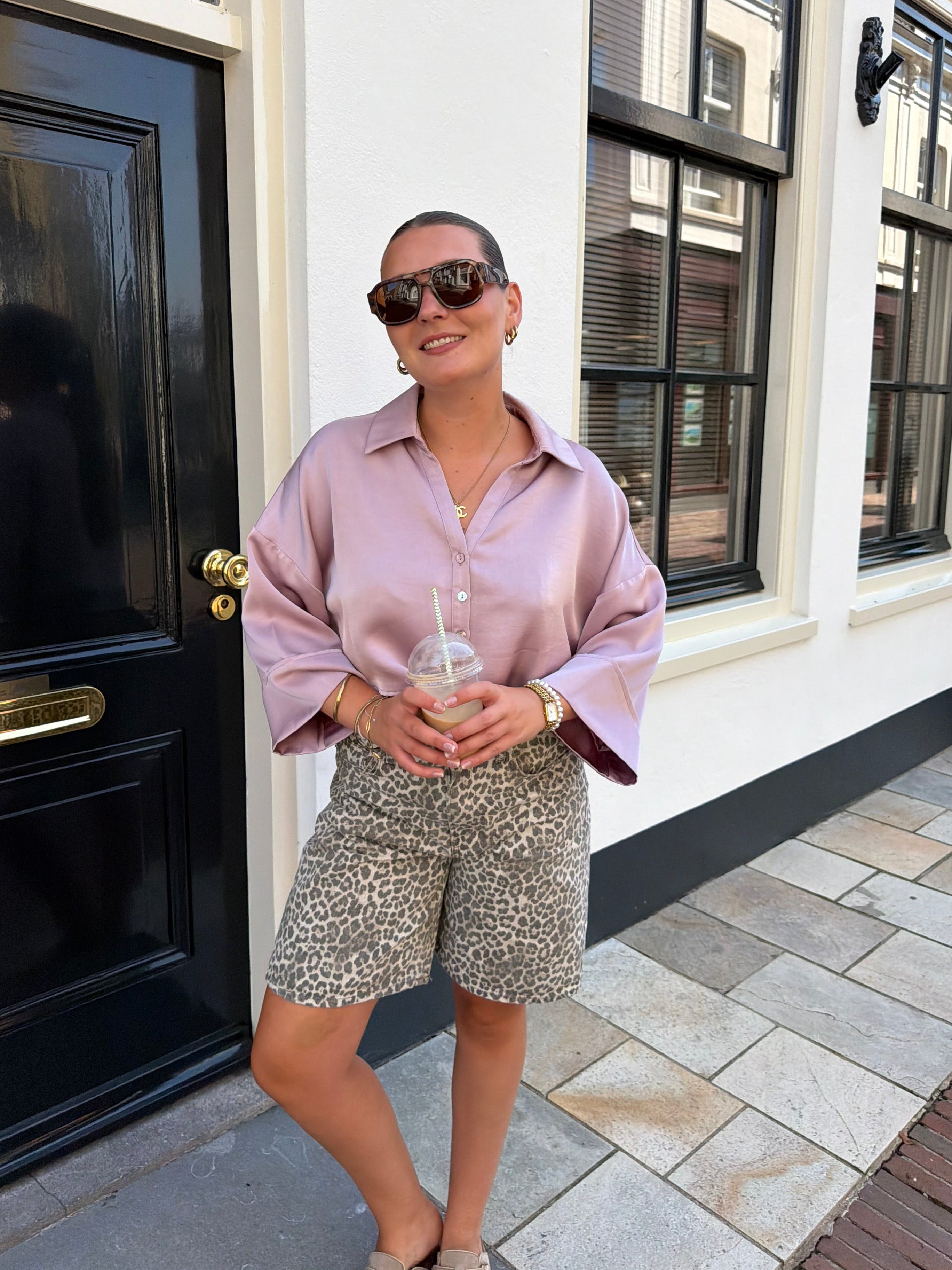 Soleil Satin top - roze