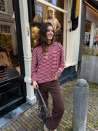 Eme striped top - bordeaux/creme