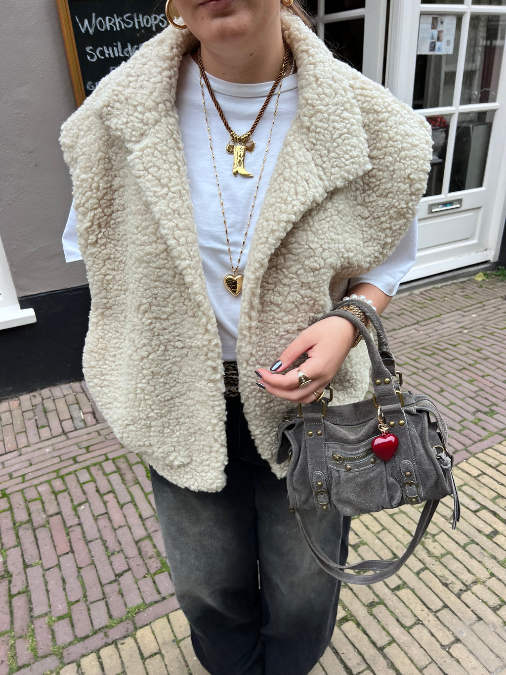 Lovi teddy gilet - gebroken wit