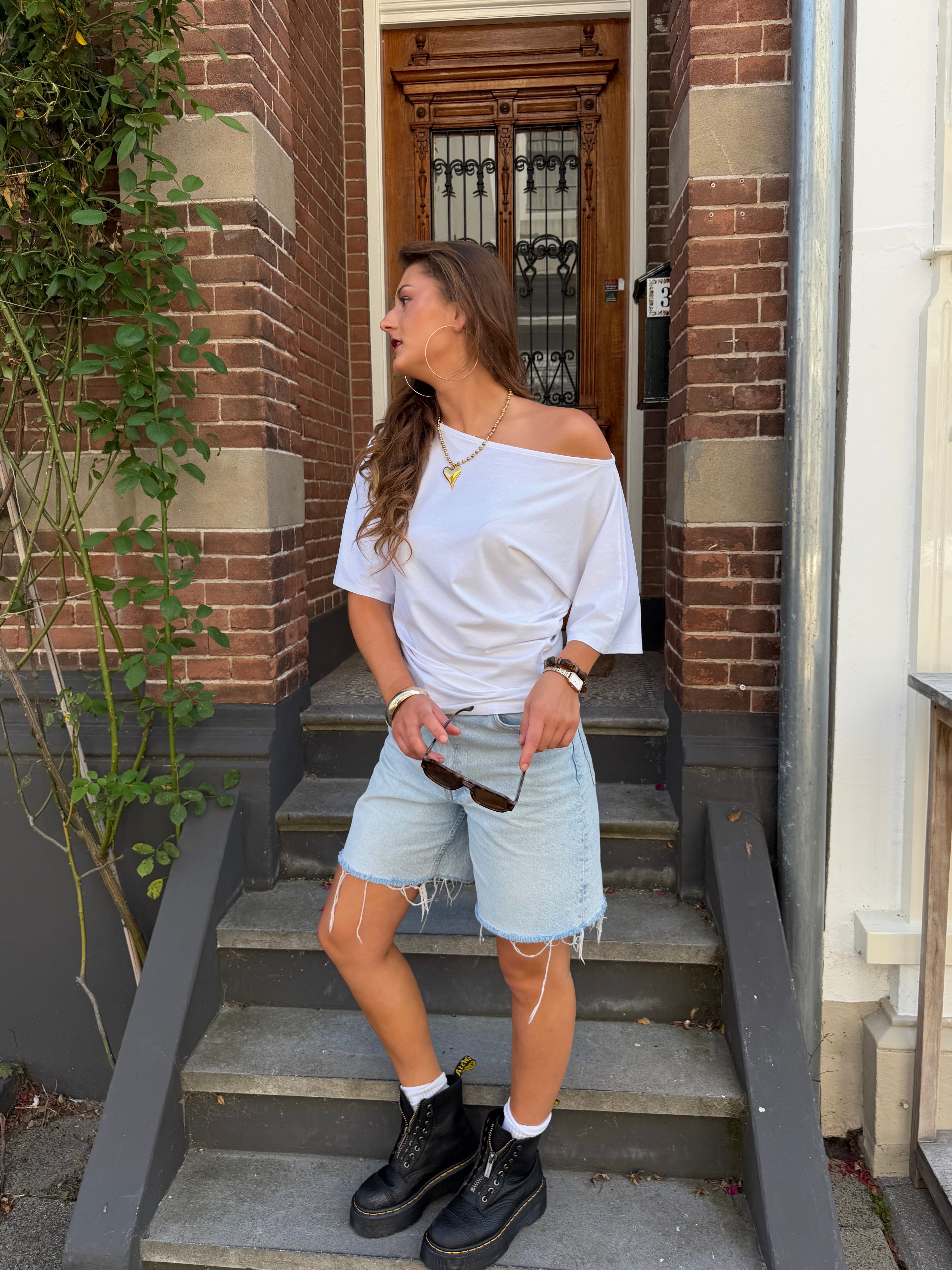 Lola off-shoulder top - wit