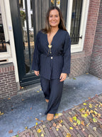 Florence striped blazer - marineblauw