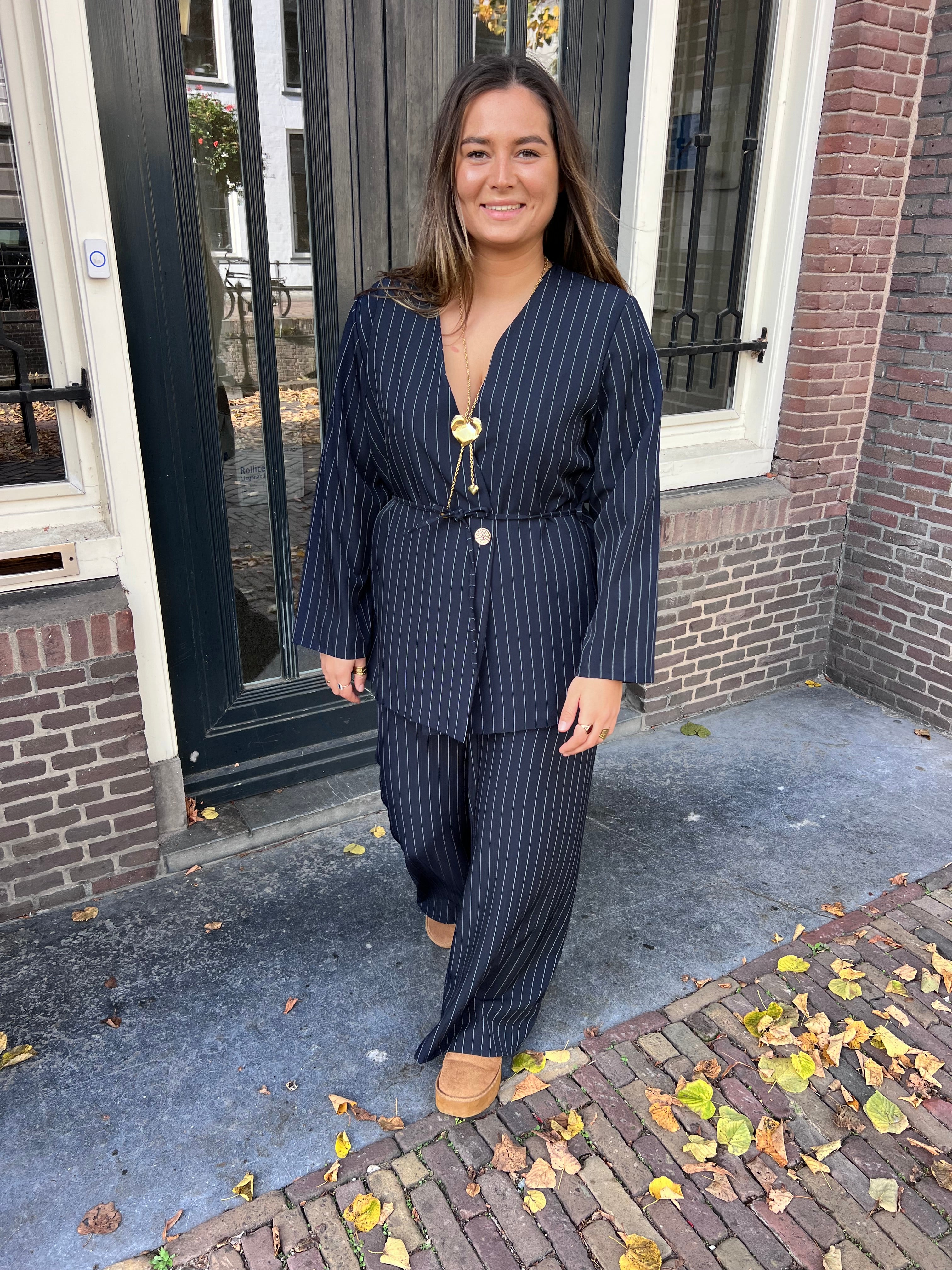 Florence striped blazer - marineblauw