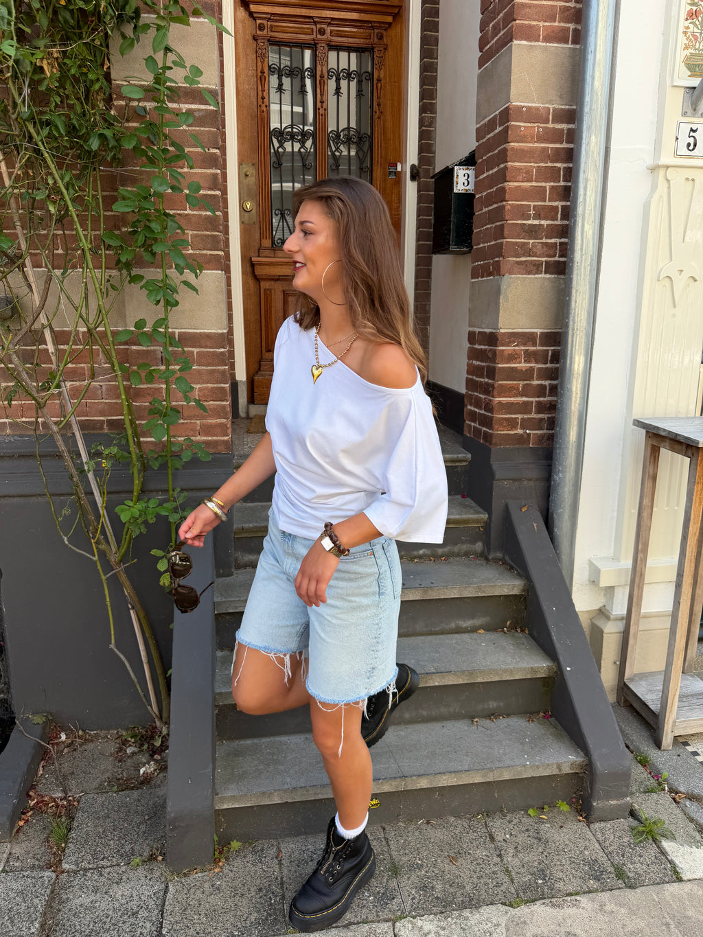 Lola off-shoulder top - wit